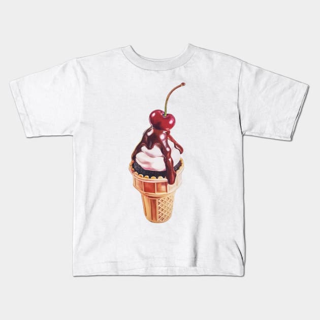 Sugar High - Ice Cream Cone Cupcake painting (no background) Kids T-Shirt by EmilyBickell